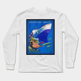 Adventure Awaits Steamship Ape Long Sleeve T-Shirt